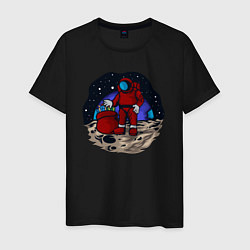 Мужская футболка Санта космонавт