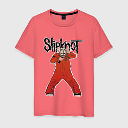 Футболка хлопковая мужская Slipknot fan art, цвет: коралловый