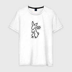Мужская футболка Следуй за кроликом белым