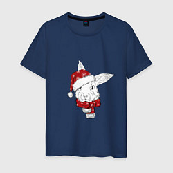 Мужская футболка Новогодний кролик в шапке