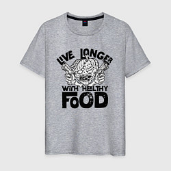 Мужская футболка Живи дольше со здоровой пищей