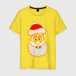 Футболка хлопковая мужская Лицо Деда Мороза, цвет: желтый