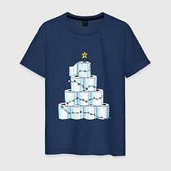 Мужская футболка Новогодняя елка из туалетной бумаги