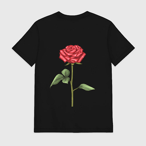Мужская футболка Роза красная / Черный – фото 2