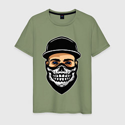 Мужская футболка Парень в маске с черепом