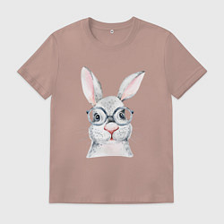 Футболка хлопковая мужская Серый кролик, цвет: пыльно-розовый
