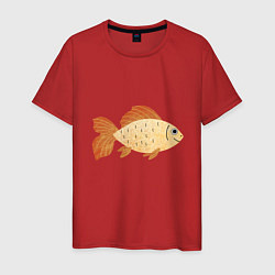 Футболка хлопковая мужская Рыбка Золотая, цвет: красный