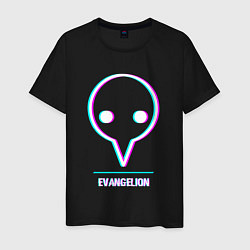 Мужская футболка Символ Evangelion в стиле glitch