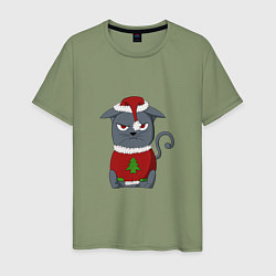 Мужская футболка Недовольный новогодний кот