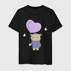 Мужская футболка Милый медвежонок с шариком и бабочками