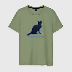 Мужская футболка Черный неоновый кот