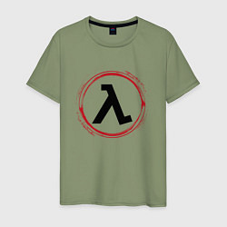 Мужская футболка Символ Half-Life и красная краска вокруг