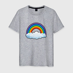 Мужская футболка Мультяшная радуга с облаками