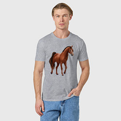 Футболка хлопковая мужская Тракененская лошадь, цвет: меланж — фото 2