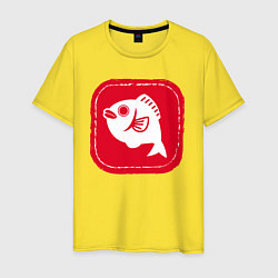 Футболка хлопковая мужская Рыбная печать, цвет: желтый