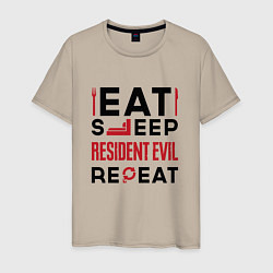 Мужская футболка Надпись: eat sleep Resident Evil repeat