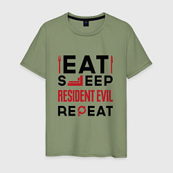 Мужская футболка Надпись: eat sleep Resident Evil repeat