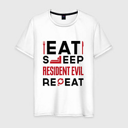 Мужская футболка Надпись: eat sleep Resident Evil repeat