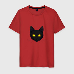 Мужская футболка Черный кот с сияющим взглядом