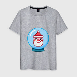 Мужская футболка Снежный шар с головой Деда Мороза