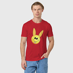 Футболка хлопковая мужская Кролик-смайлик, цвет: красный — фото 2
