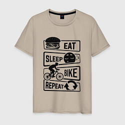 Мужская футболка Eat sleep bike repeat art