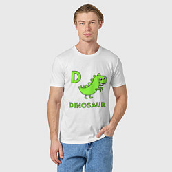Футболка хлопковая мужская Dinosaur D, цвет: белый — фото 2