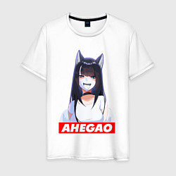 Мужская футболка Девушка ахегао с логотипом