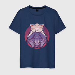 Мужская футболка Новогодние друзья: кот и кролик