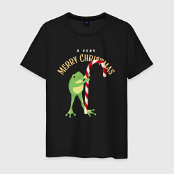 Мужская футболка Merry christmas from a frog