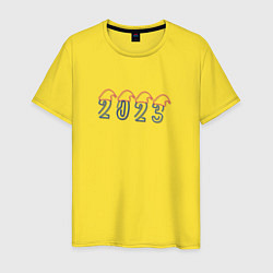 Футболка хлопковая мужская Цифры нового года, цвет: желтый