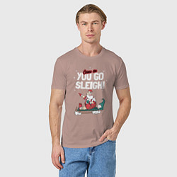 Футболка хлопковая мужская Come on you go sleigh, цвет: пыльно-розовый — фото 2