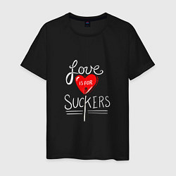 Футболка хлопковая мужская Love is for suckers, цвет: черный