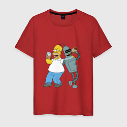Мужская футболка Drunk Homer and Bender