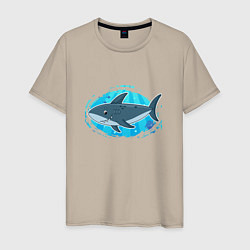 Мужская футболка Мультяшная акула под водой