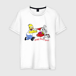 Мужская футболка Гомер Симпсон гонится за кроликом