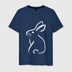 Мужская футболка Кролик нарисованный японской кистью
