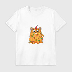 Мужская футболка Рыжий Новогодний кот