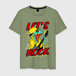 Мужская футболка Динозавр рок-гитарист