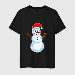 Мужская футболка Мультяшный новогодний снеговик