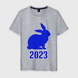 Мужская футболка 2023 силуэт кролика синий