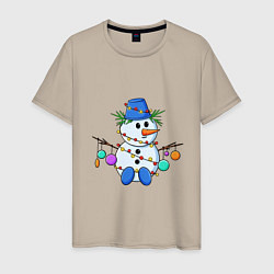 Мужская футболка Веселый новогодний снеговик