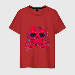 Футболка хлопковая мужская Колдунский череп и кости, цвет: красный
