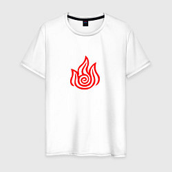 Футболка хлопковая мужская Рисованный символ народа огня, цвет: белый