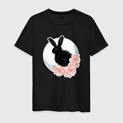 Мужская футболка Черный кролик в цветах