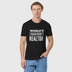 Футболка хлопковая мужская Worlds okayest realtor, цвет: черный — фото 2