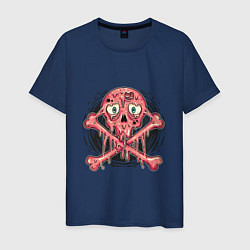 Футболка хлопковая мужская Pink skull, цвет: тёмно-синий