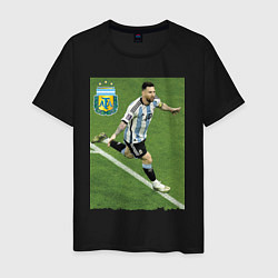 Футболка хлопковая мужская Argentina - Lionel Messi - world champion, цвет: черный