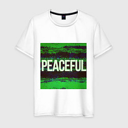 Мужская футболка Peaceful на зеленом фоне