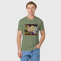 Футболка хлопковая мужская Гомер Симпсон везёт кульную чувиху - pop art, цвет: авокадо — фото 2